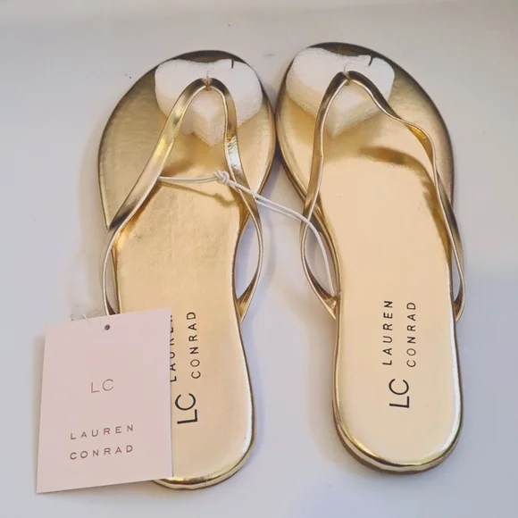 Lauren conrad gold flip flops sale